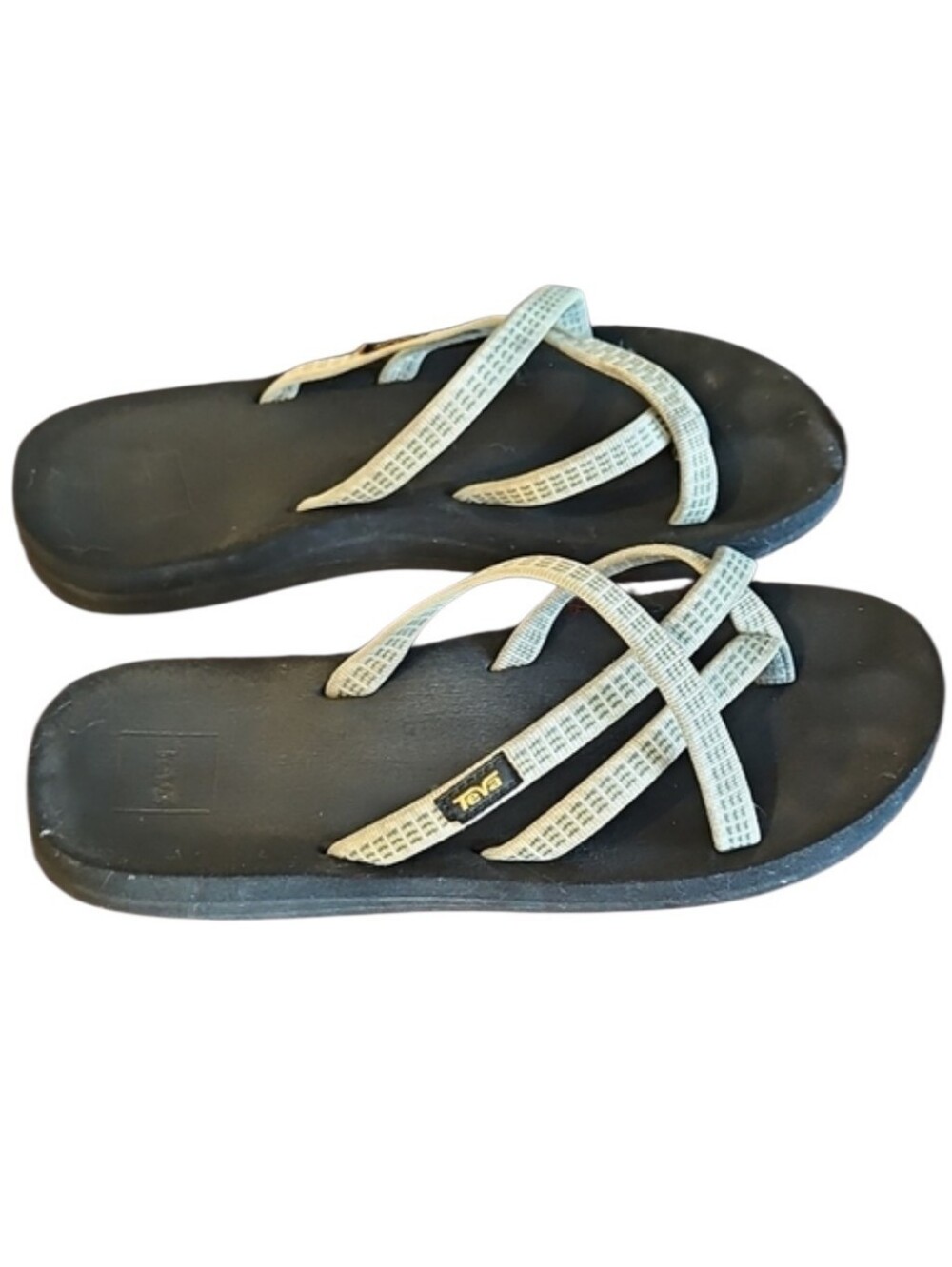 Teva Olowahu Women's Sandals with Tan/green Straps, Mush Topsole, Size 9
